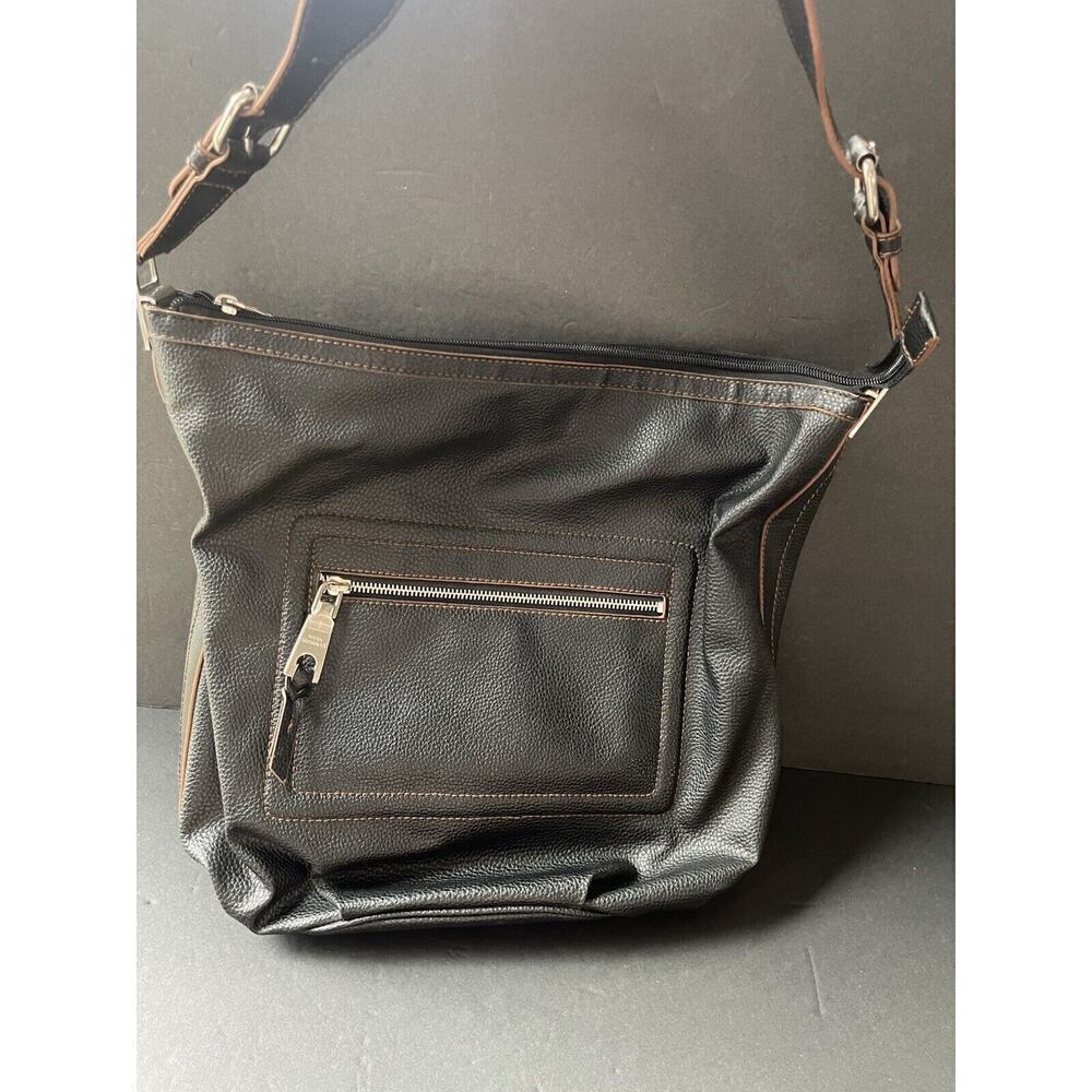 DANA BUCHMAN Black Pebbled Faux Leather Crossbody Handbag Shoulder Bag Purse